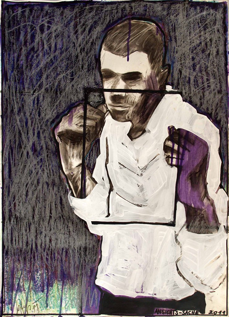 Herbert Soltys,Ansicht's -Sache (70X50cm), Pastel-Graphit-Acryl auf Papier, 2011