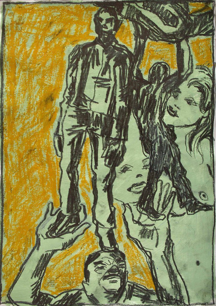 Herbert Soltys,Das Konstruktive, Serie à 3 Stk. (30x21cm), Pastel-Graphit-Acryl auf Papier (2011)